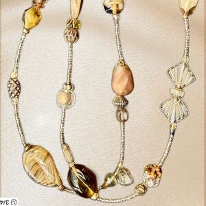 Handcrafted brown & Gold Beaded Necklace – Vintage-Inspired Artisan